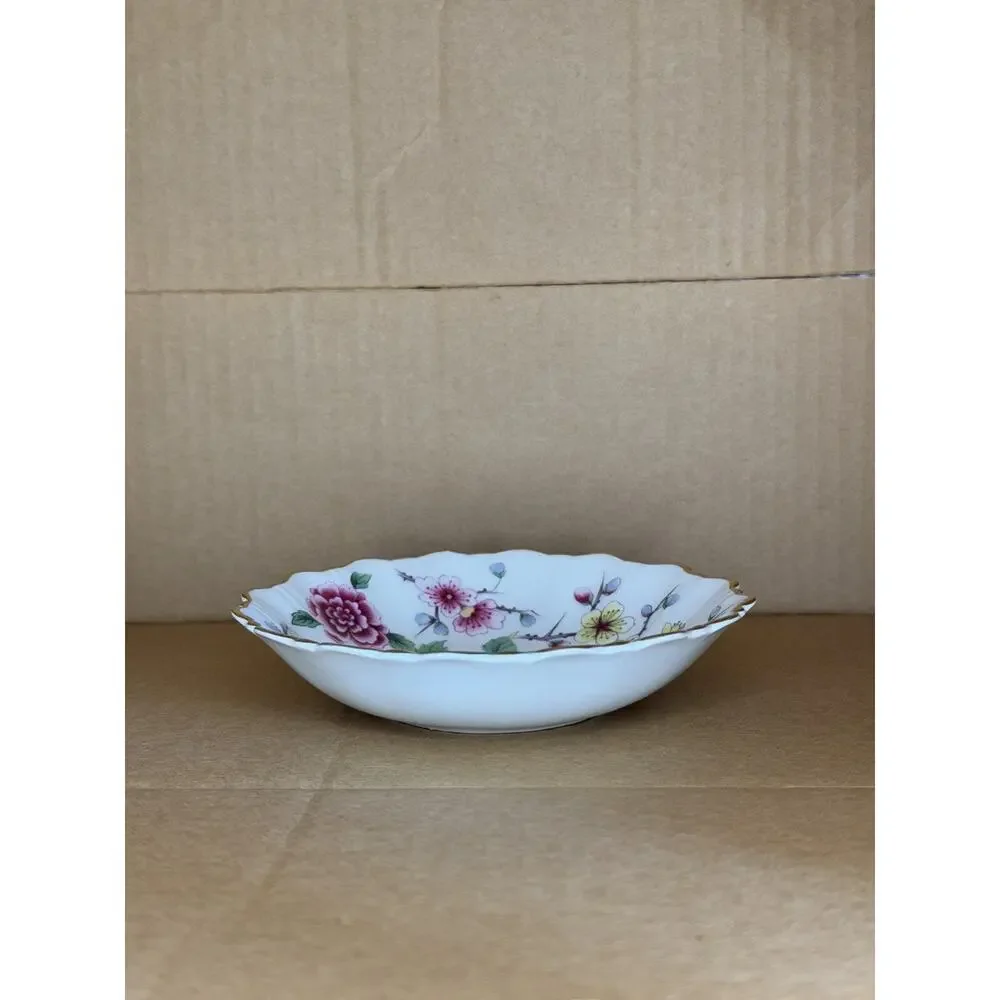 James Kent Old Foley Vintage Chinese Rose Trinket Bowl Porcelain Gold Trim